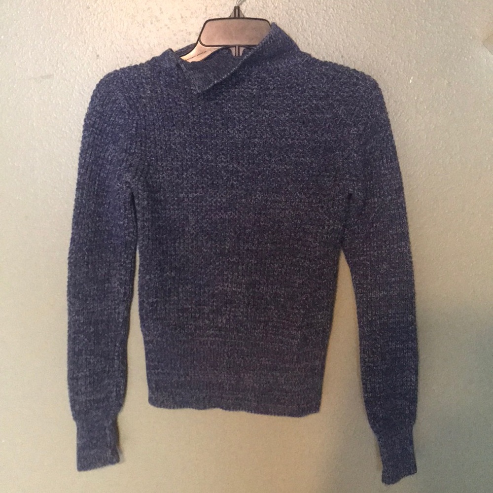 Blue Button-up Mock Turtle Sweater
